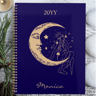 Agenda Luna y estrellas de mujeres celestes, boho, oro el