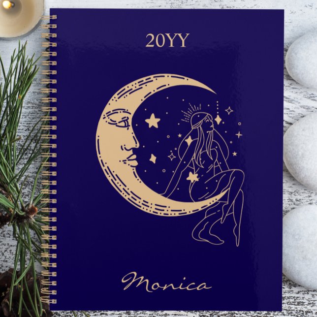 Agenda Luna y estrellas de mujeres celestes, boho, oro el (Subido por el creador)