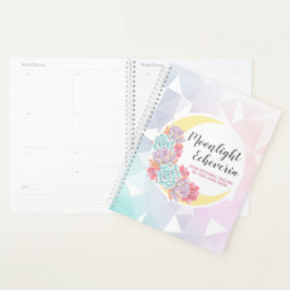 Agenda Luna y Suculentas Pastel Místico Boho Floral Cactu