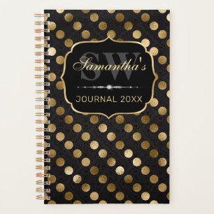 Agenda Lunares de papel de aluminio negro y dorado elegan