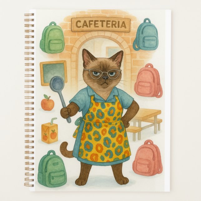 Agenda Lunch Lady serving food in school  (Anverso)