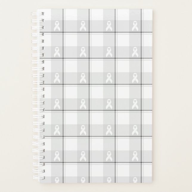 Agenda Lung Cancer Awareness Plaid Planner, White Ribbon (Anverso)