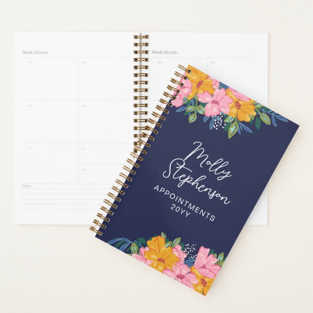 Agenda Lush Yellow Pink Floral Arrangements Name (Demostración)