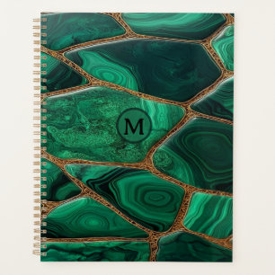 Agenda Luxury Emerald Malachite Green Marble Abstract