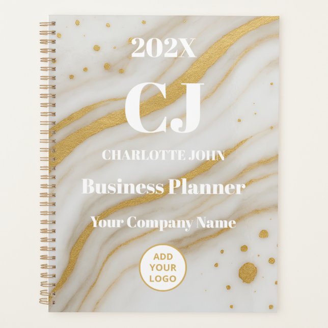 Agenda Luxury Gold Marble Business Personalized 2026 (Anverso)