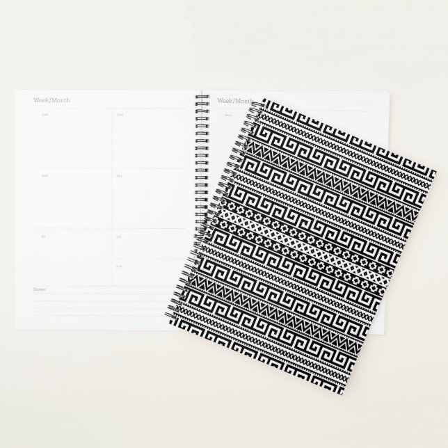 Agenda Luxury Monochrome Ancient Greek Aztec Maze Linear  (Demostración)