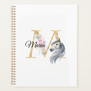 Agenda M letra nombre personalizado monograma con caballo