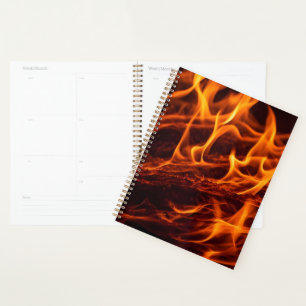 Agenda Macro de llama de fuego en la chimenea
