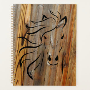 Agenda Madera Rústica Y Caballos Silvestres