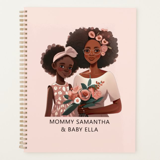 Agenda Madre y hija negras personalizadas (12) (Anverso)