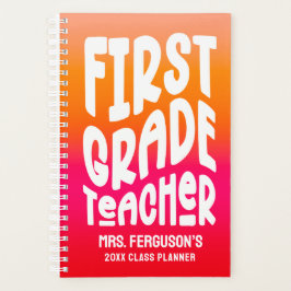 Agenda Maestra de Primer Grado Naranja Rojo Ombre Clase