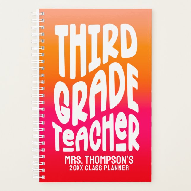 Agenda Maestra de tercer grado Naranja Red Ombre (Anverso)