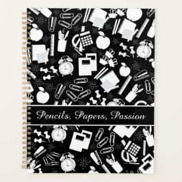 Agenda Maestra del patrón de suministros de escuela blanc