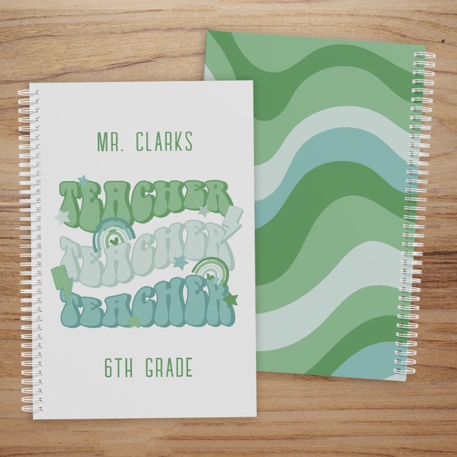 Agenda Maestra Groovy Personalizada Retro Verde (Subido por el creador)