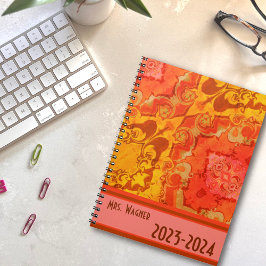 Agenda Maestra personalizada Boho Bonito Naranja moderno