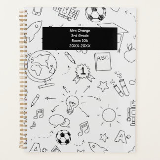 Agenda Maestro de Escuela Primaria 2026-2027 Blanco y Neg
