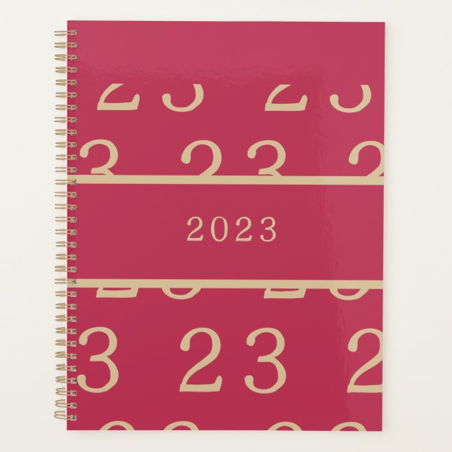 Agenda Magenta Gold Typography Modern 2023 (Anverso)