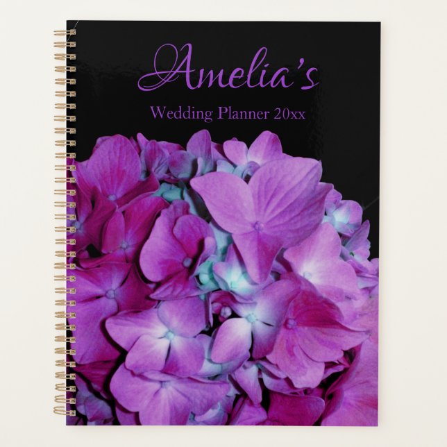 Agenda Magenta hidrangeas verde azuladas florales boda (Anverso)