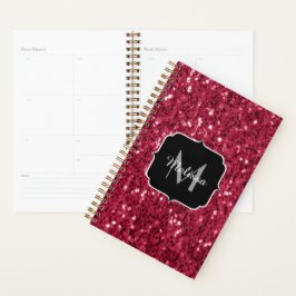 Agenda Magenta rojo oscuro aguijón negro espuma Monograma