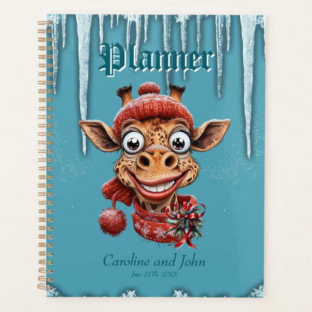 Agenda Magia de invierno con una linda jirafa personaliza (Anverso)