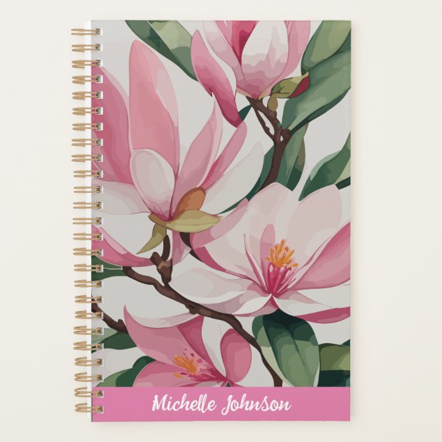Agenda Magnolia rosa acuarela Arte moderno (Anverso)