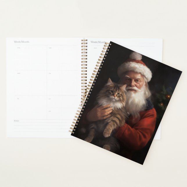 Agenda Maine Coon Con Los Navidades Festividades De Santa (Demostración)