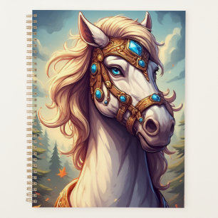 Agenda Majestuoso Caballo Blanco Adornado Con Joyas Dorad