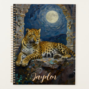Agenda Majestuoso Leopardo en Saliente de Acantilado Pers