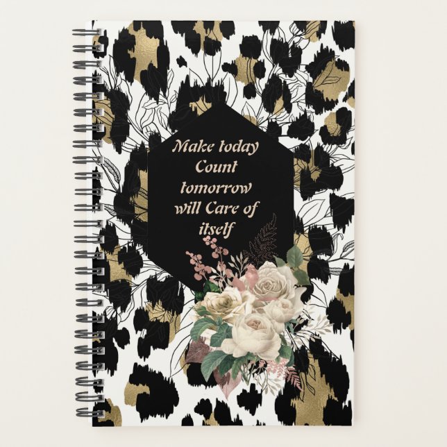 Agenda Make Today Count Leopard Floral Planner (Anverso)
