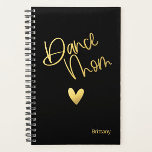 Agenda Mamá de danza negra y dorada personalizada