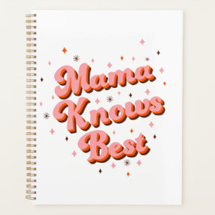 Agenda Mama Sabe Mejor Letra Retro Rosa Marrón