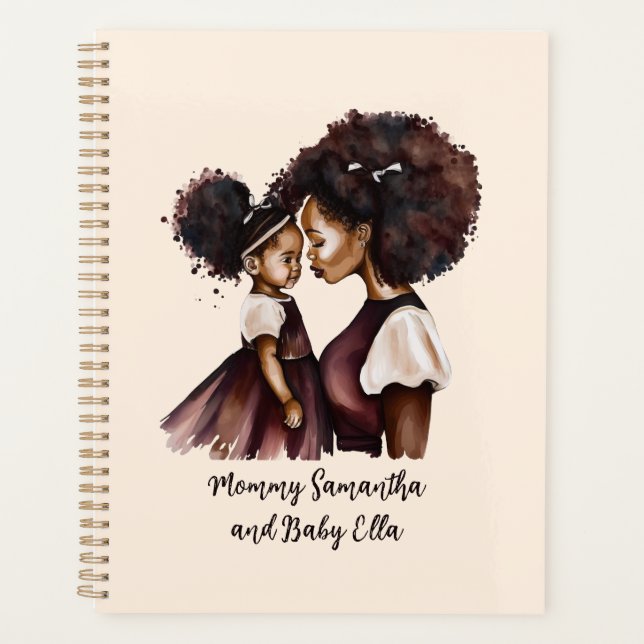 Agenda Mamá y hija negras personalizadas (5) (Anverso)