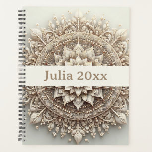 Agenda Mandalá beige moderno simple bonito y lindo