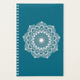 Agenda Mandala Blanco sobre Fondo Azul