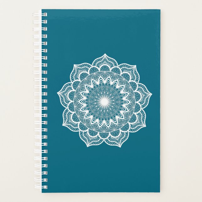 Agenda Mandala Blanco sobre Fondo Azul (Anverso)