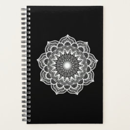 Agenda Mandala Blanco sobre Fondo Negro