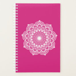 Agenda Mandala Blanco sobre Fondo Rosa