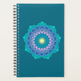 Agenda Mandalá Colorido sobre Fondo Azul