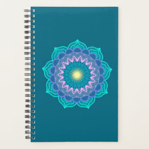 Agenda Mandalá Colorido sobre Fondo Azul