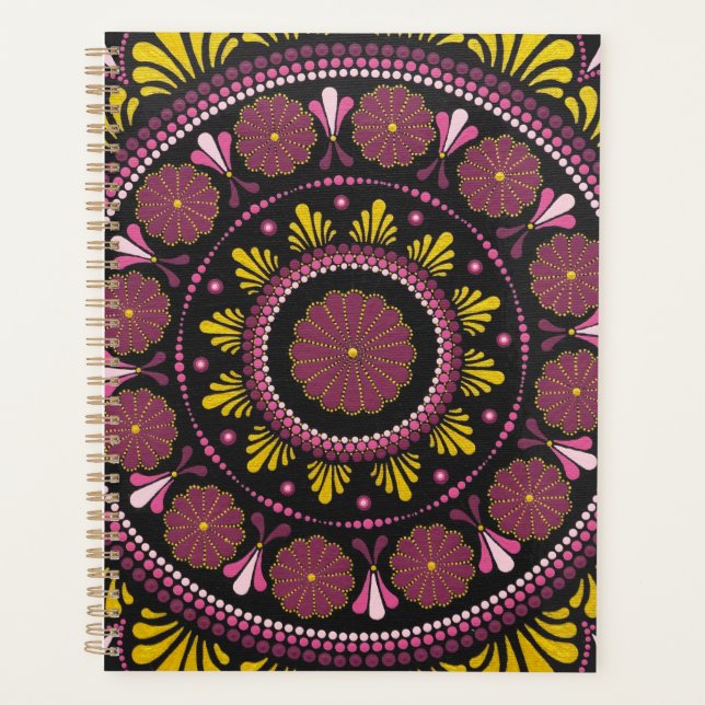 Agenda Mandala elegante de oro rosado, flor de arte de ba (Anverso)