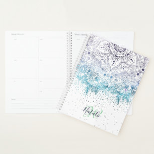 Agenda Mandala floral elegante e imagen de confeti