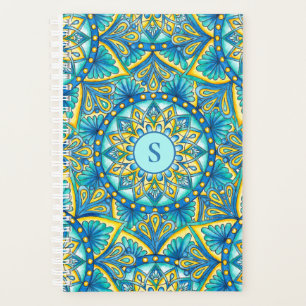Agenda Mandala Monograma Blue Floral Turquoise Pattern