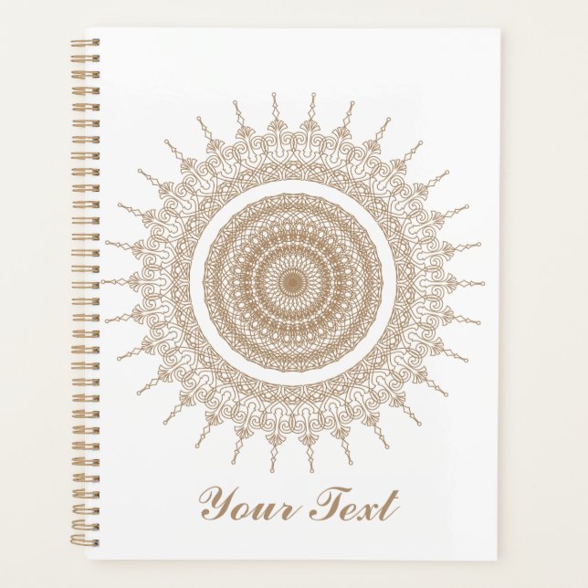 Agenda Mandala personalizada Boho blanco bohemio (Anverso)