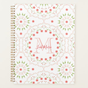 Agenda Mandala rosa Rubor floral monogramada