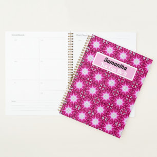 Agenda Mandala rosada fractal - floral personalizada