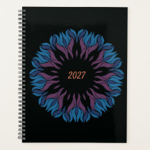 Mandalas de flores en azules y malvas