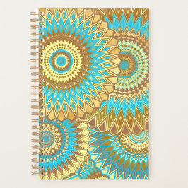 Agenda Mandalas superpuestos azul marrón dorado