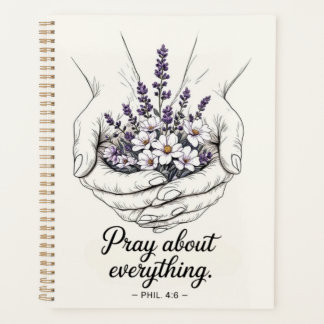 Agenda Manos en oración con lavanda - Tema devocional