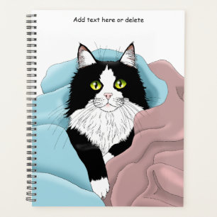 Agenda Mantas de gato color negro blanco de tuxedo rosado