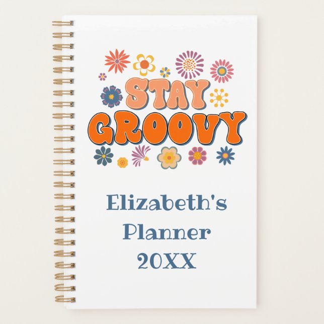 Agenda Mantén Groovy Poder Floral Retro Anual (Anverso)